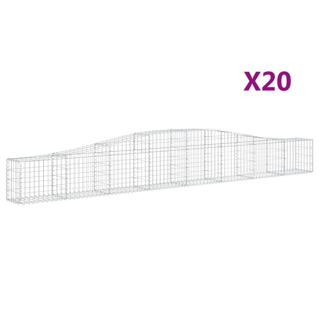vidaXL Oblúkový gabionový kôš 20 ks 400x30x40/60 cm pozinkované železo