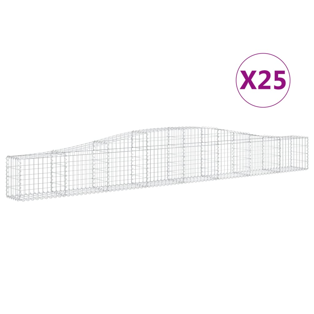 vidaXL Oblúkový gabionový kôš 25 ks 400x30x40/60 cm pozinkované železo