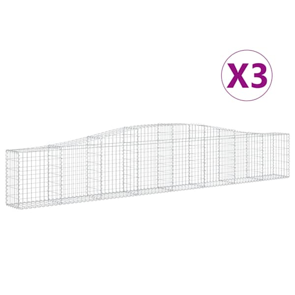 vidaXL kaarekujulised gabioonkorvid 3 tk, 400x30x60/80 cm, raud