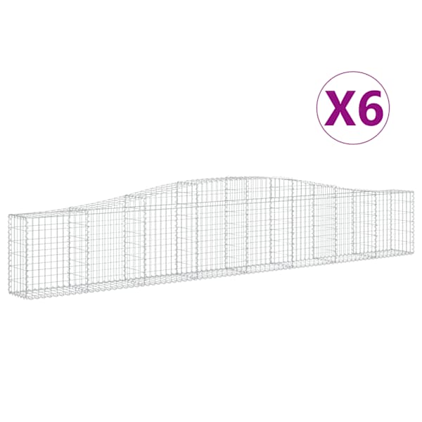 vidaXL kaarekujulised gabioonkorvid 6 tk, 400x30x60/80 cm, raud