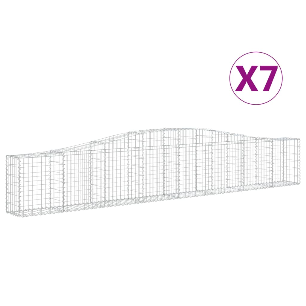 vidaXL Klenuté gabionové koše 7 ks 400x30x60/80 cm pozinkované železo