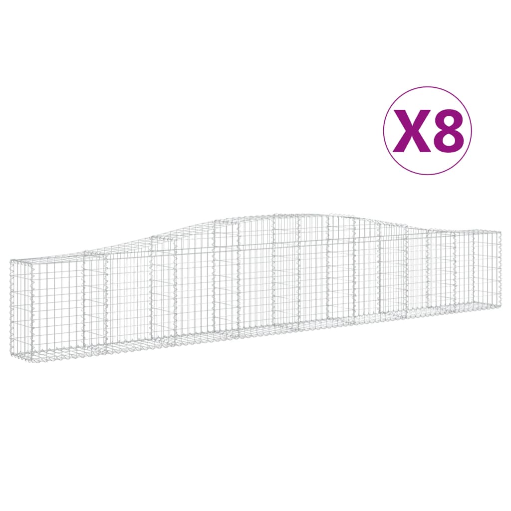 vidaXL Klenuté gabionové koše 8 ks 400x30x60/80 cm pozinkované železo