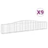 vidaXL kaarekujulised gabioonkorvid 9 tk, 400x30x60/80 cm, raud
