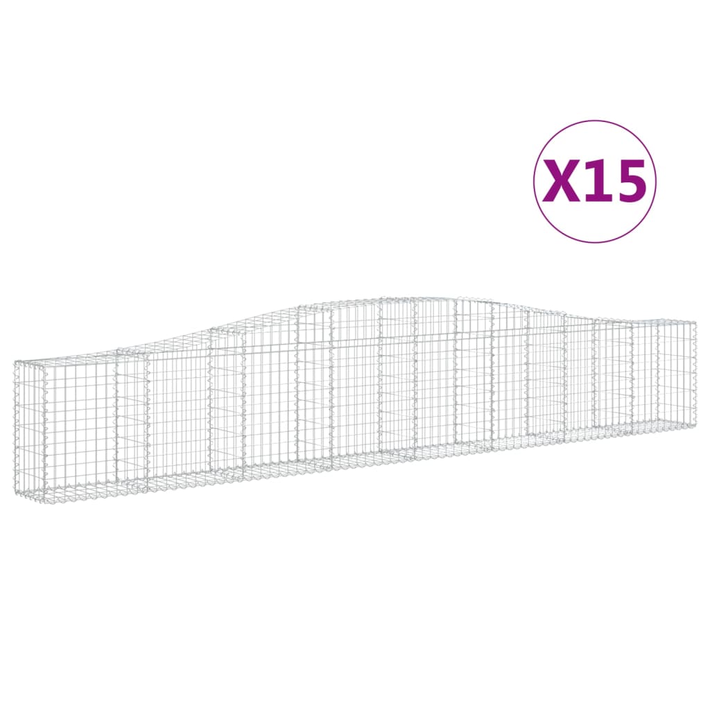 vidaXL Klenuté gabionové koše 15 ks 400x30x60/80 cm pozinkované železo