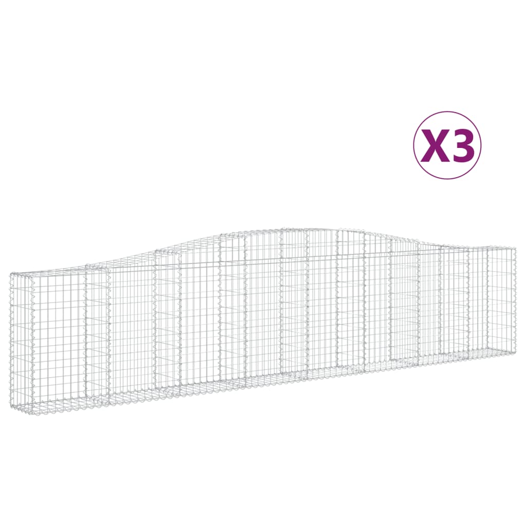 vidaXL Klenuté gabionové koše 3 ks 400x30x80/100 cm pozinkované železo