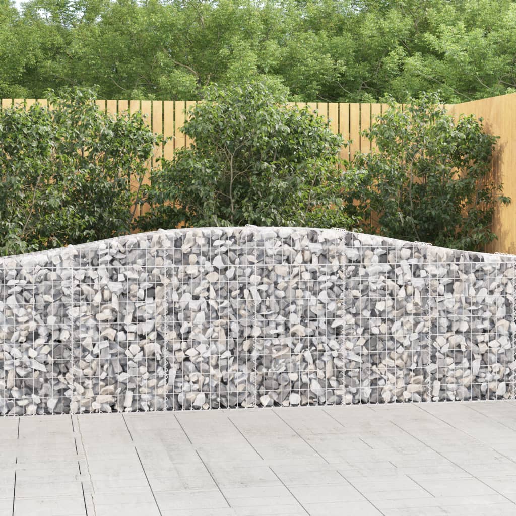 vidaXL Coșuri gabion arcuite 3 buc, 400x30x80/100 cm, fier galvanizat