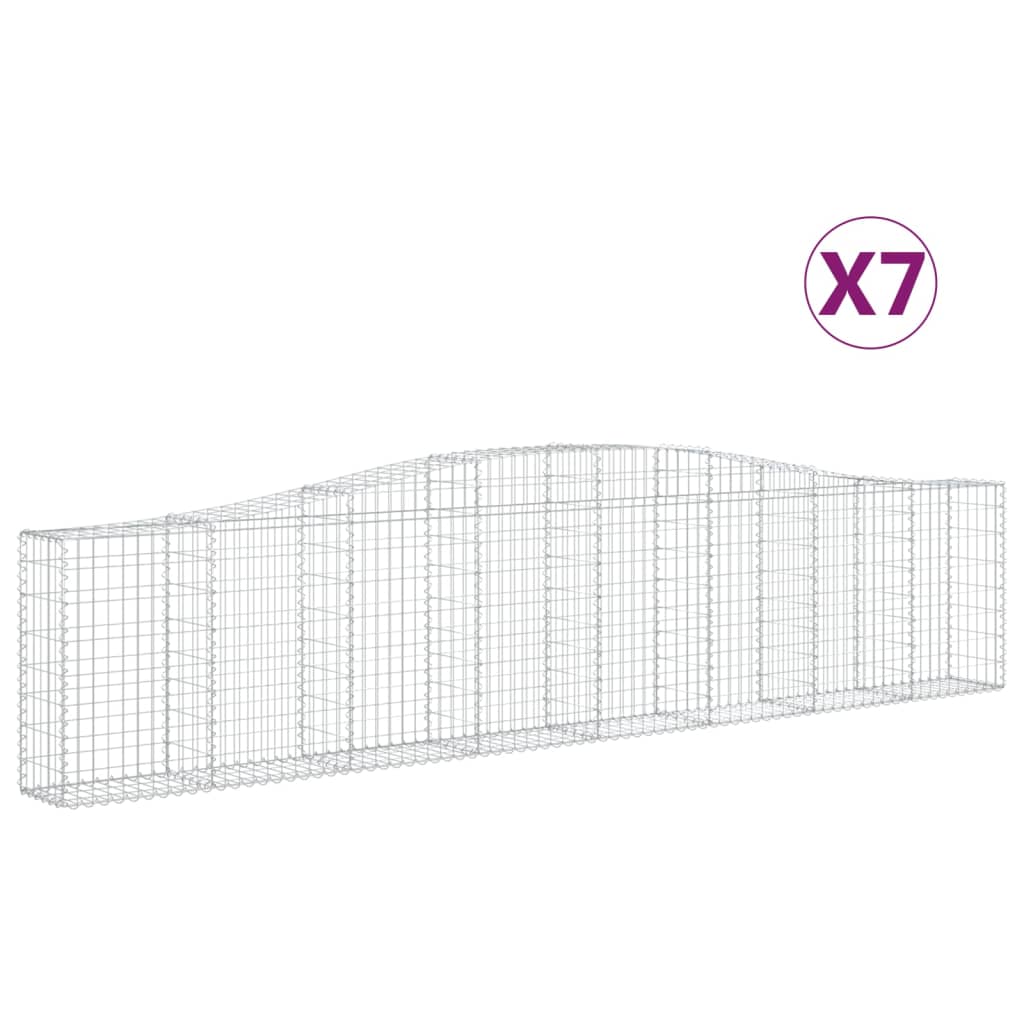 vidaXL Klenuté gabionové koše 7 ks 400x30x80/100 cm pozinkované železo