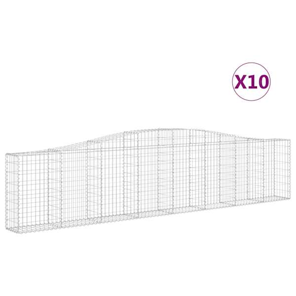 vidaXL kaarekujulised gabioonkorvid 10 tk, 400x30x80/100 cm, raud