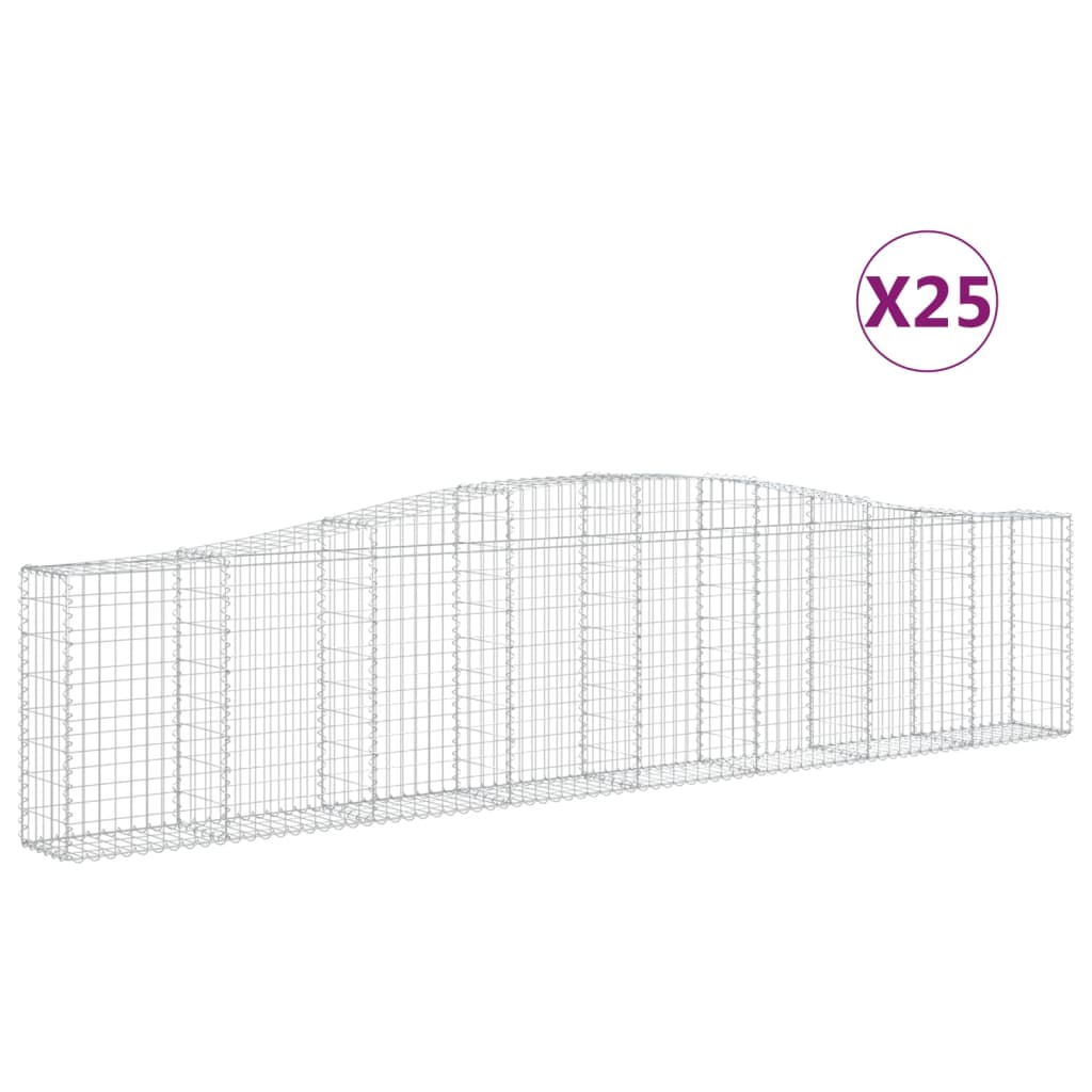 vidaXL Klenuté gabionové koše 25ks 400x30x80/100 cm pozinkované železo