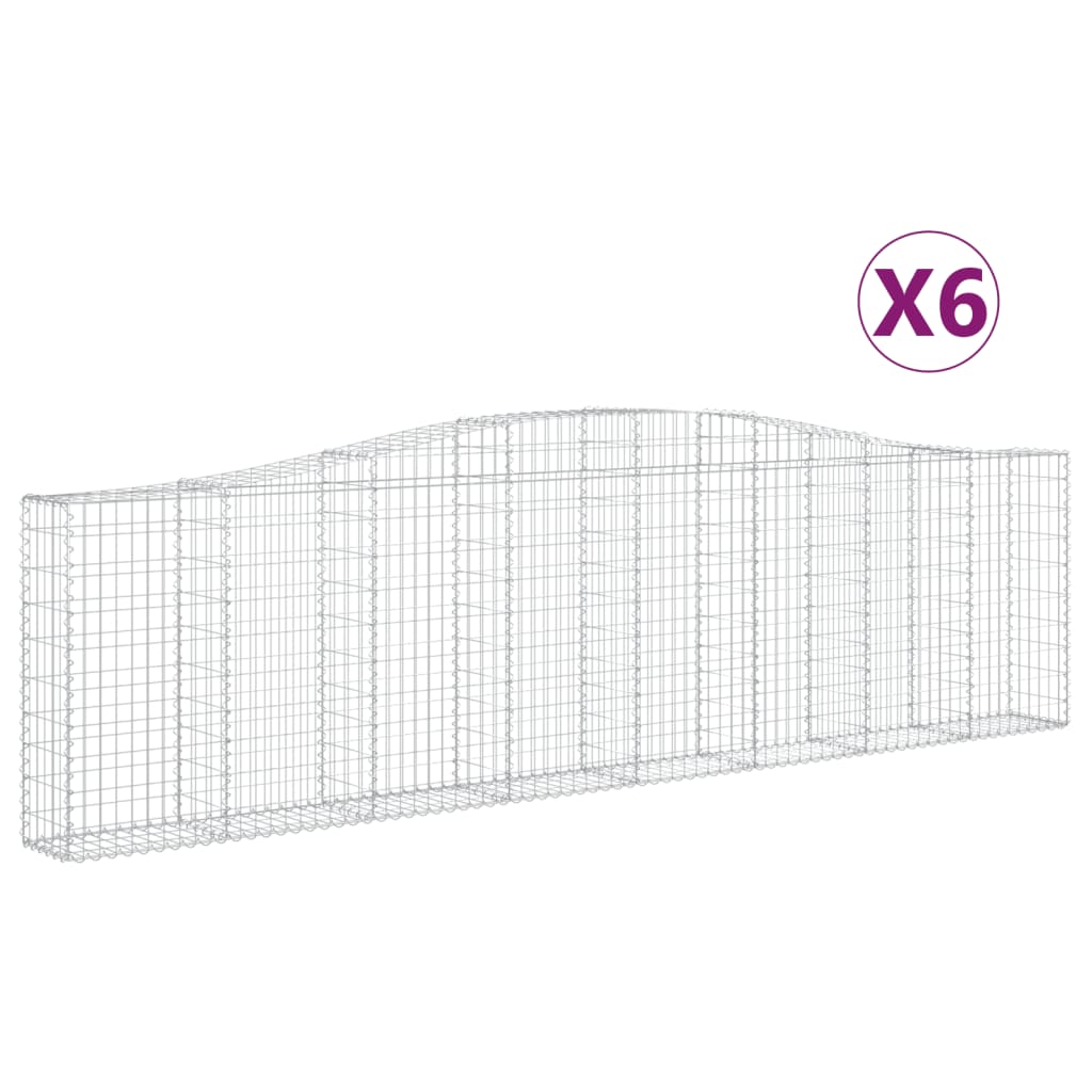 vidaXL Klenuté gabionové koše 6 ks 400x30x100/120cm pozinkované železo