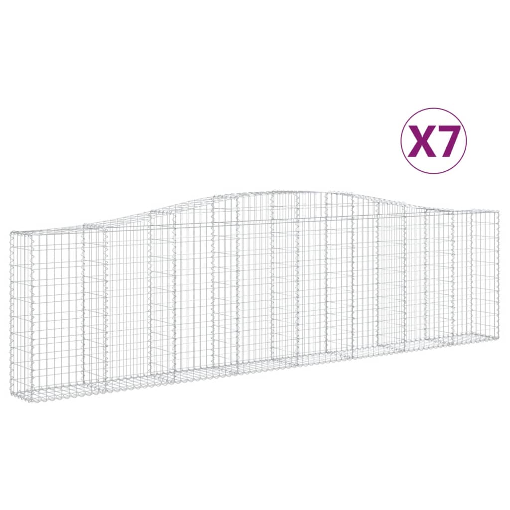 vidaXL Klenuté gabionové koše 7 ks 400x30x100/120cm pozinkované železo