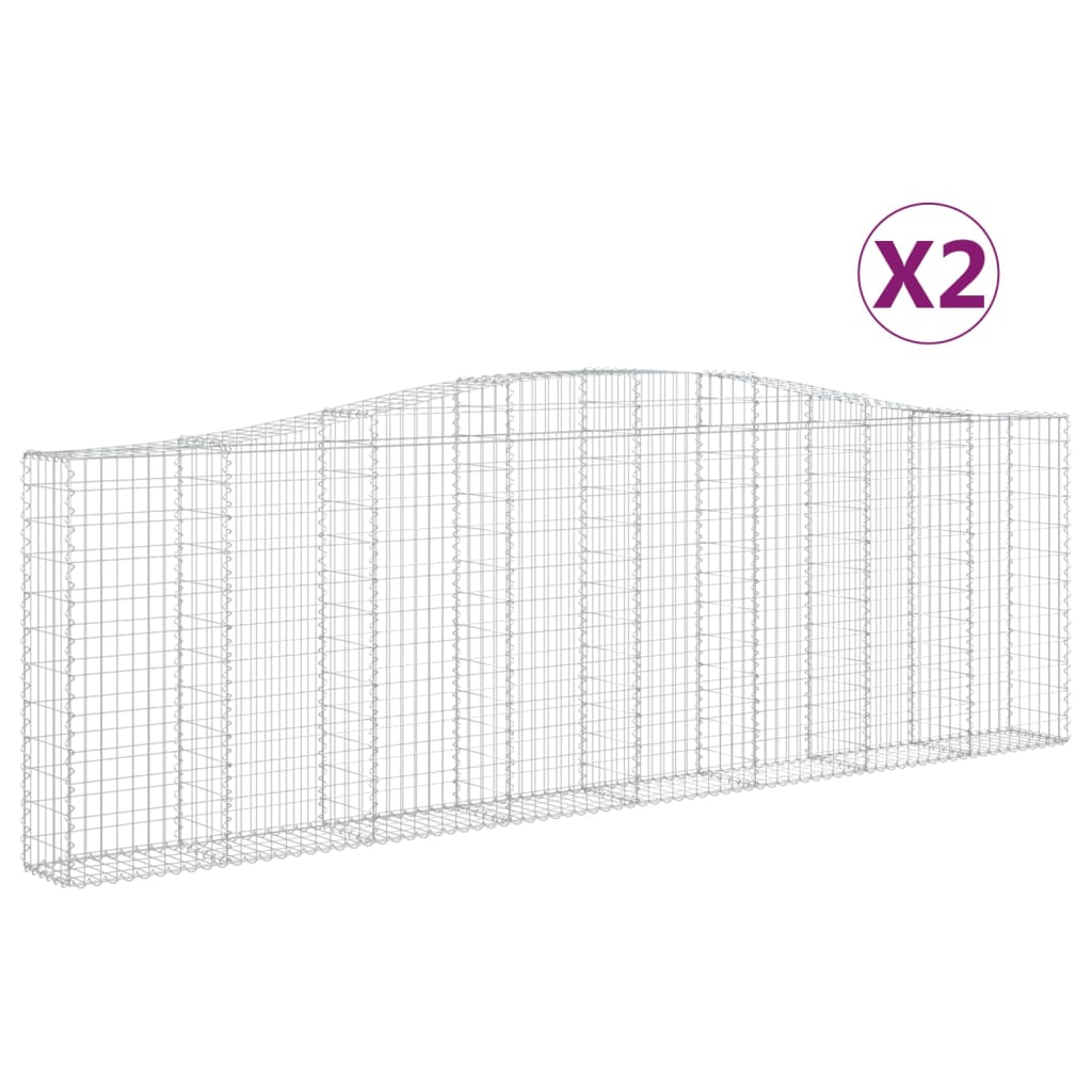 vidaXL Klenuté gabionové koše 2 ks 400x30x120/140cm pozinkované železo