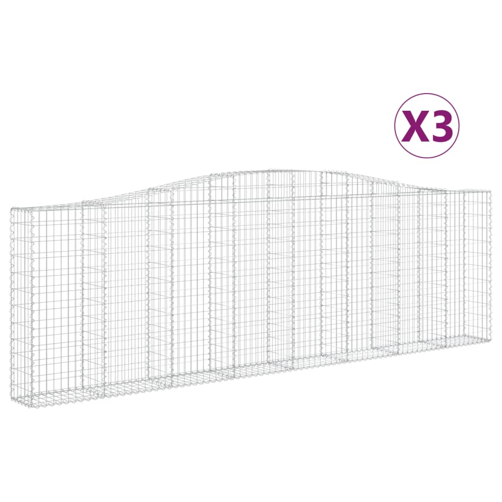 vidaXL Oblúkové gabionové koše 3 ks 400x30x120/140 cm pozink. železo