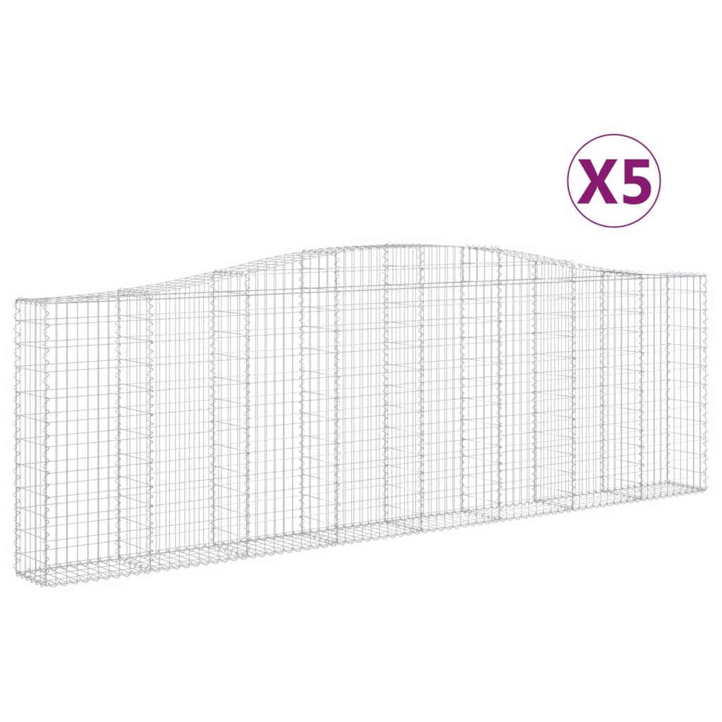 vidaXL Klenuté gabionové koše 5 ks 400x30x120/140cm pozinkované železo