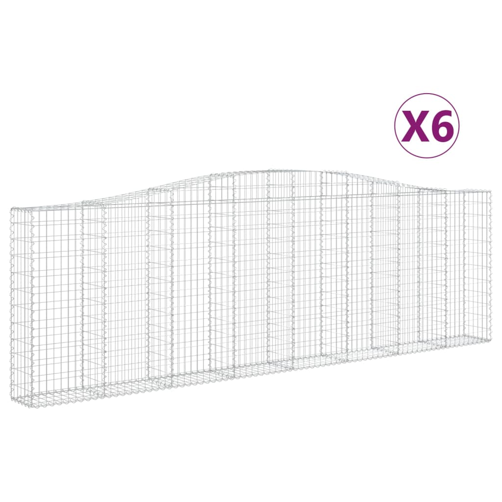 vidaXL Oblúkové gabionové koše 6 ks 400x30x120/140 cm pozink. železo