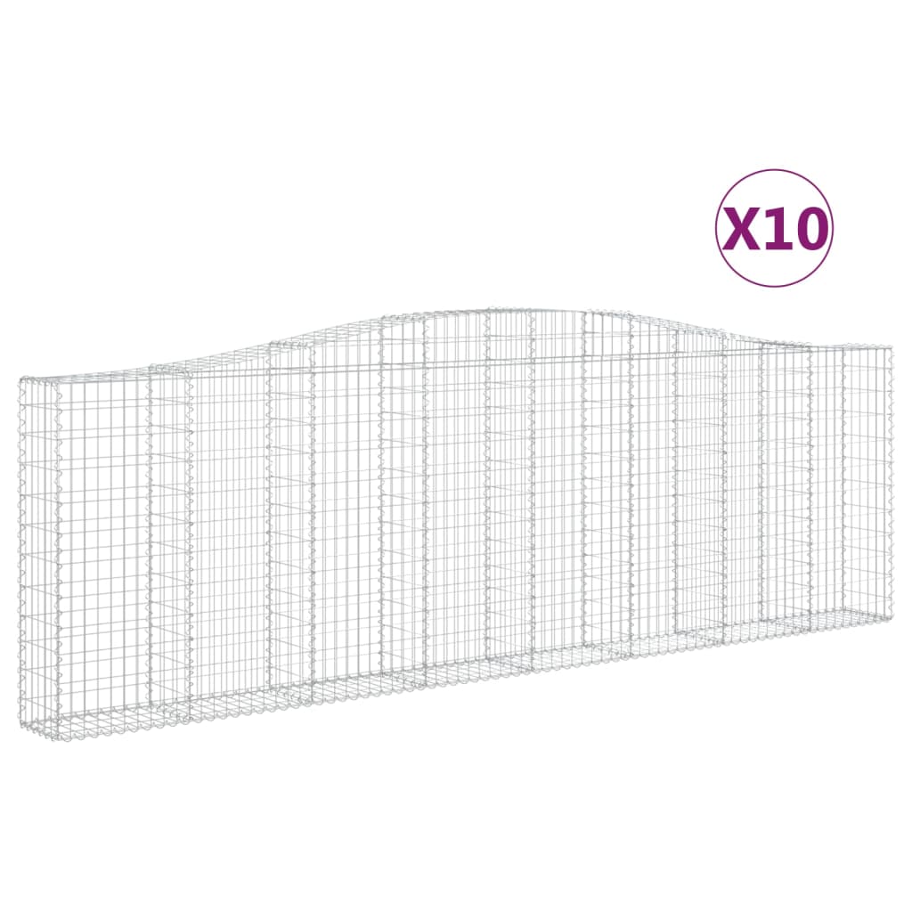 vidaXL Oblúkové gabionové koše 10 ks 400x30x120/140 cm pozink. železo