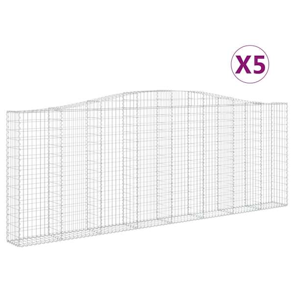 vidaXL kaarekujulised gabioonkorvid 5 tk, 400x30x140/160 cm, raud