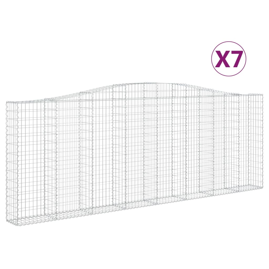 vidaXL Klenuté gabionové koše 7 ks 400x30x140/160cm pozinkované železo