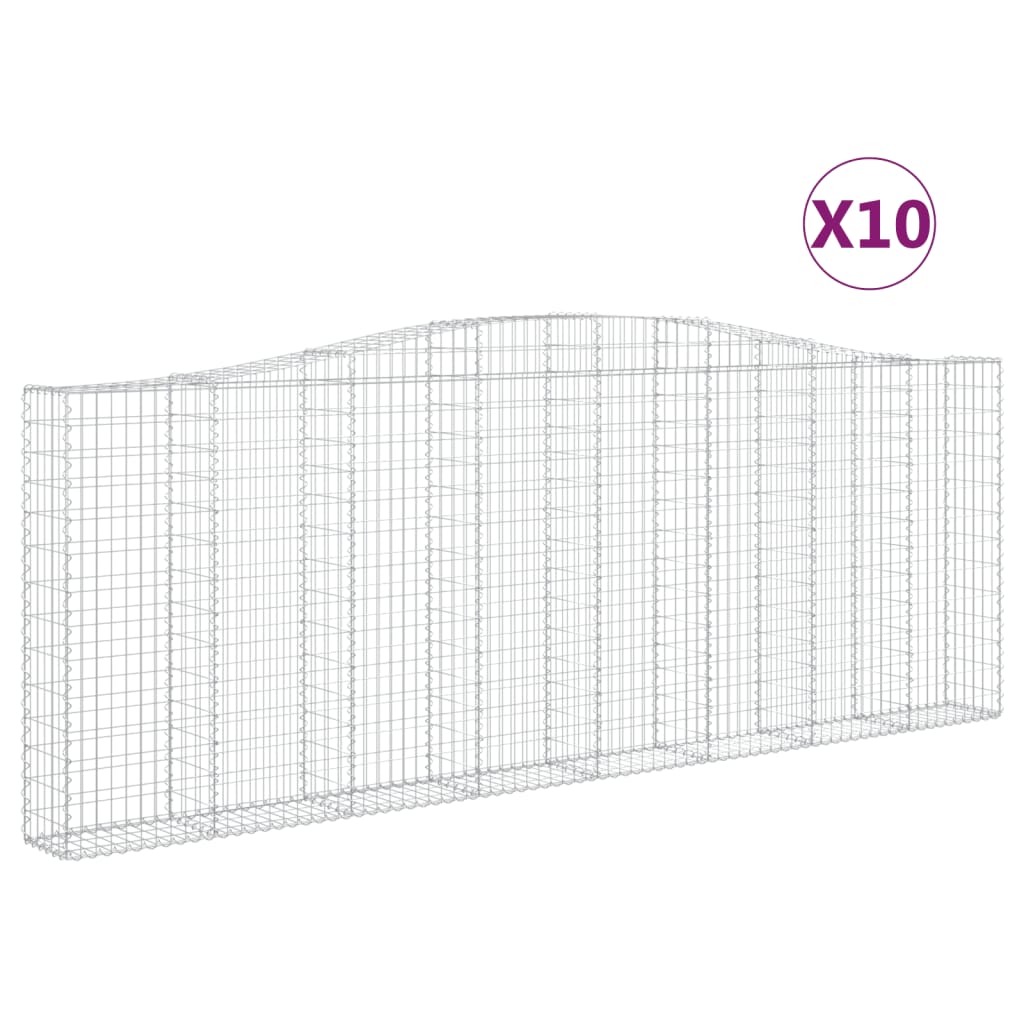 vidaXL Oblúkové gabionové koše 10 ks 400x30x140/160 cm pozink. železo