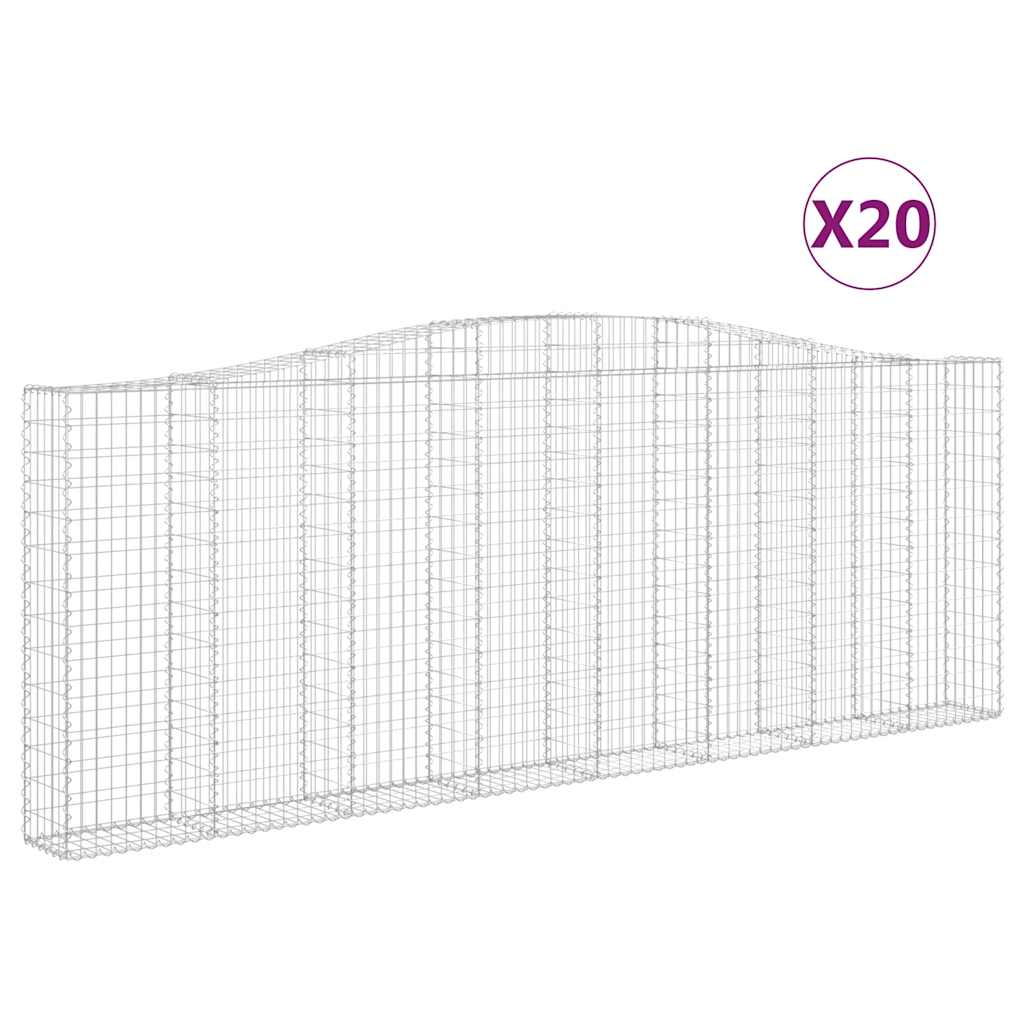 vidaXL Klenuté gabionové koše 2 ks 400x30x140/160cm pozinkované železo