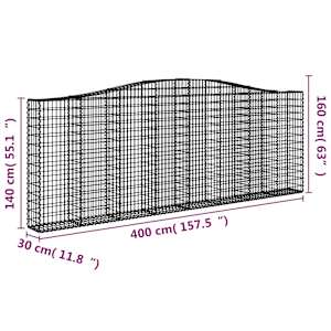 Klenuté gabionové koše 2 ks 400x30x140/160cm pozinkované železo - obrázek 6