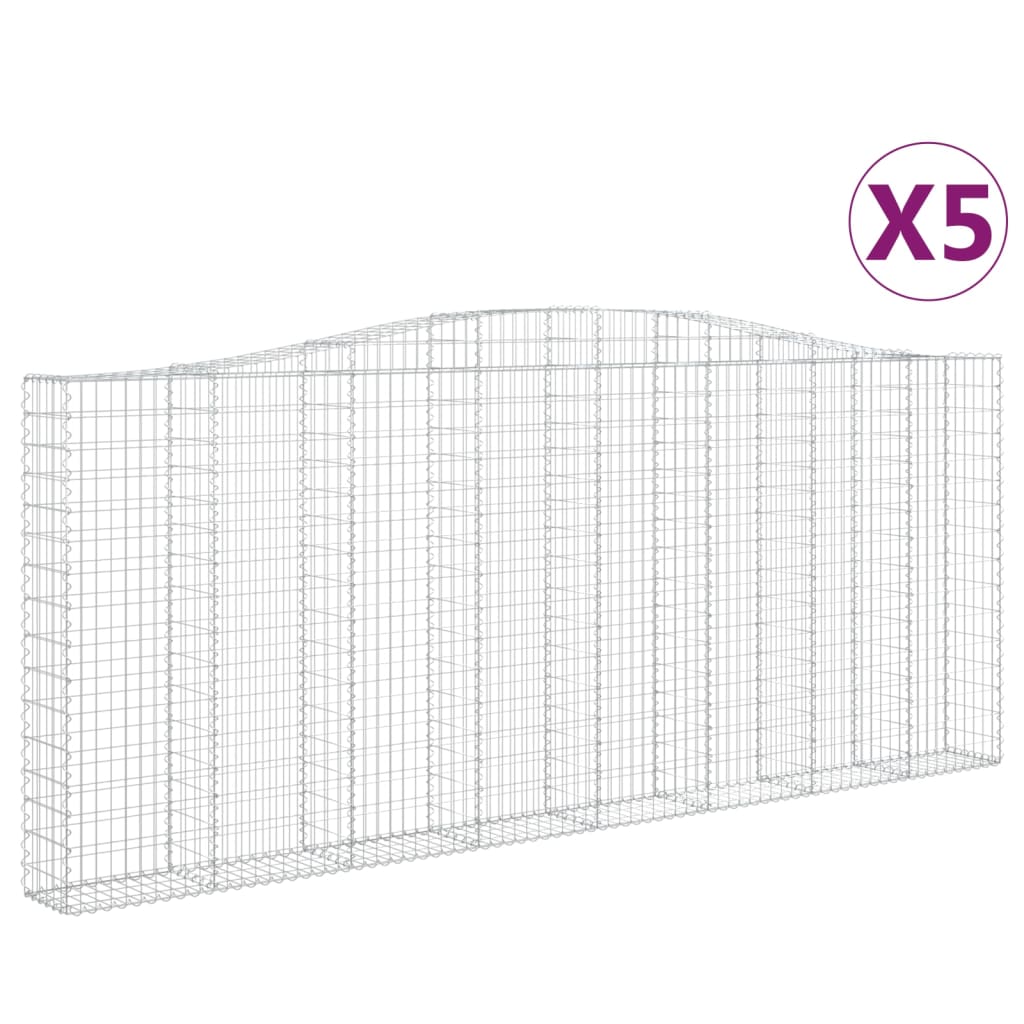 vidaXL Klenuté gabionové koše 5 ks 400x30x160/180cm pozinkované železo