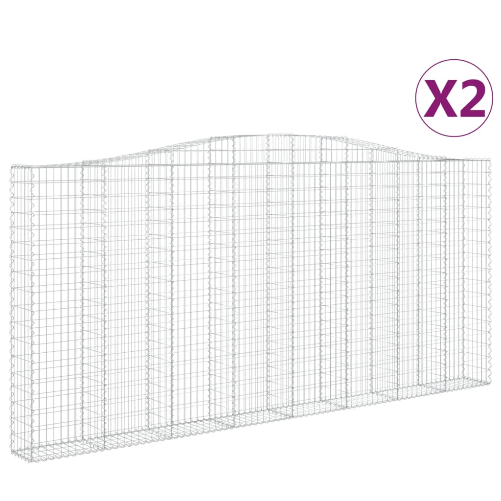 vidaXL Klenuté gabionové koše 2 ks 400x30x180/200cm pozinkované železo