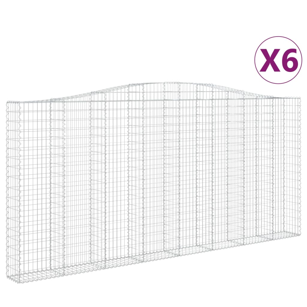 vidaXL Klenuté gabionové koše 6 ks 400x30x180/200cm pozinkované železo