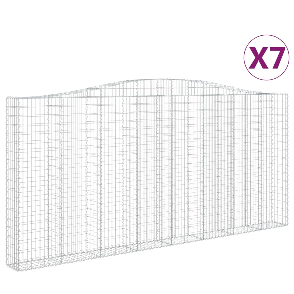 vidaXL Oblúkové gabiónové koše 7ks 400x30x180/200cm pozinkované železo