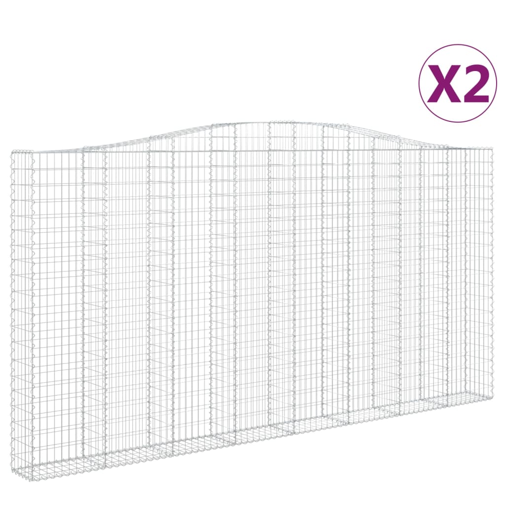 Thumbnail - vidaXL Gabionen mit Hochbogen 2 Stk. 400x30x200/220cm Verzinktes Eisen