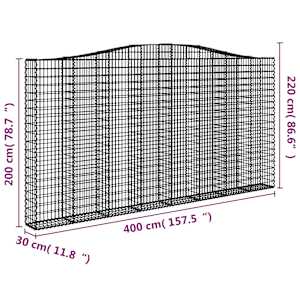 Klenuté gabionové koše 2 ks 400x30x200/220cm pozinkované železo - obrázek 6
