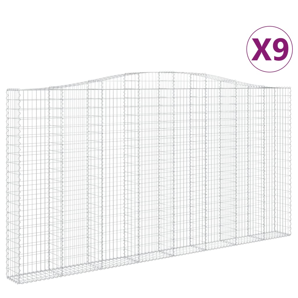 9 db íves horganyzott vas gabion kosár 400x30x200/220 cm