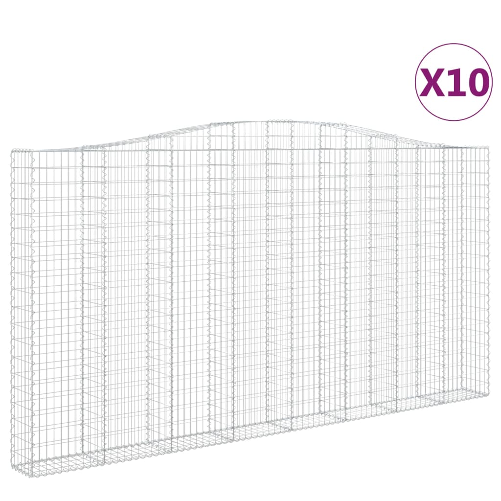 10 db íves horganyzott vas gabion kosár 400x30x200/220 cm
