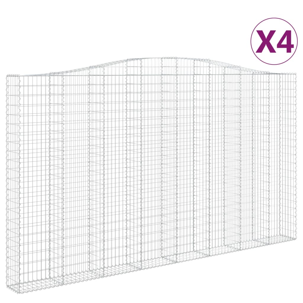 vidaXL Klenuté gabionové koše 4 ks 400x30x220/240cm pozinkované železo