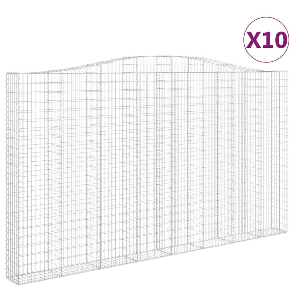 10 db íves horganyzott vas gabion kosár 400x30x220/240 cm