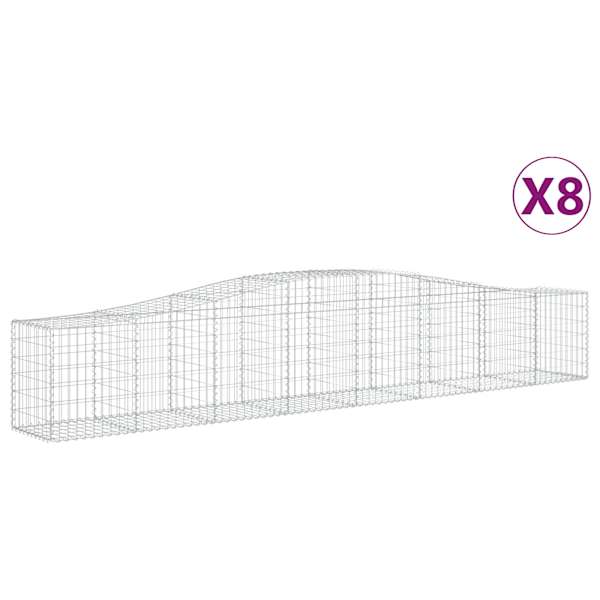 vidaXL kaarekujulised gabioonkorvid 8 tk, 400x50x60/80 cm, raud
