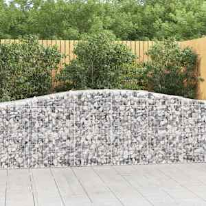 Obokane gabion košare 7 kosov 400x50x80/100 cm cinkano železo