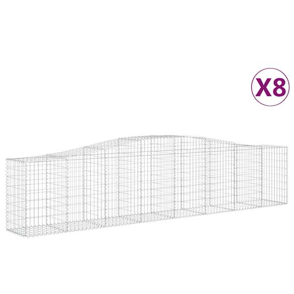 vidaXL kaarekujulised gabioonkorvid 8 tk, 400x50x80/100 cm, raud