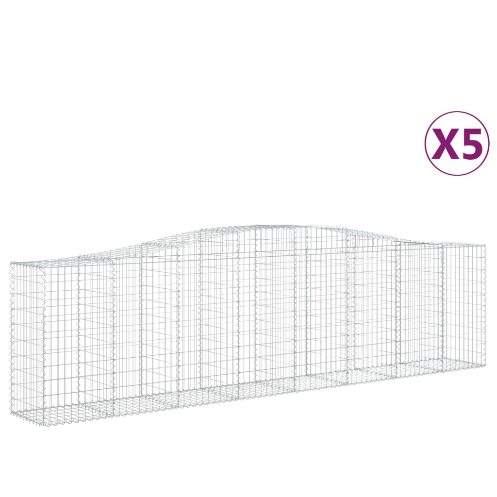 vidaXL Klenuté gabionové koše 5 ks 400x50x100/120cm pozinkované železo