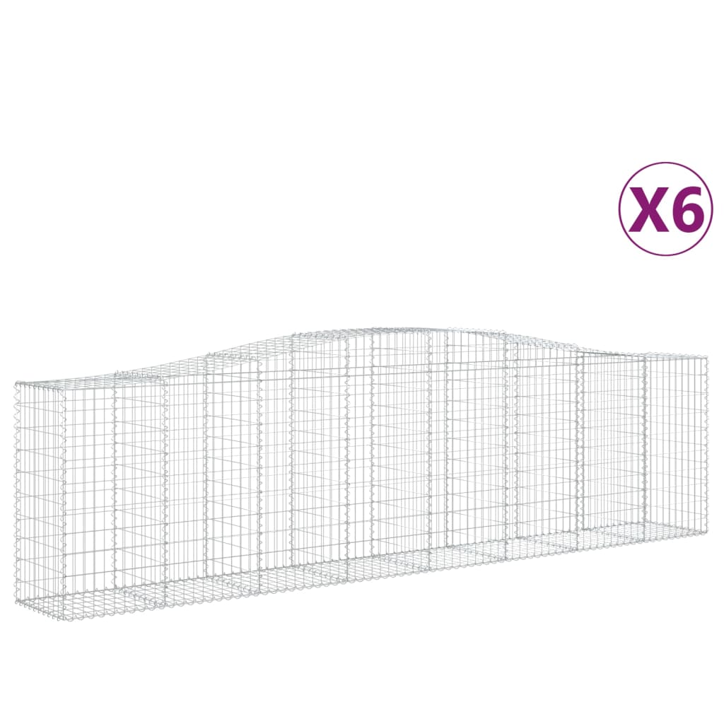 vidaXL Klenuté gabionové koše 6 ks 400x50x100/120cm pozinkované železo