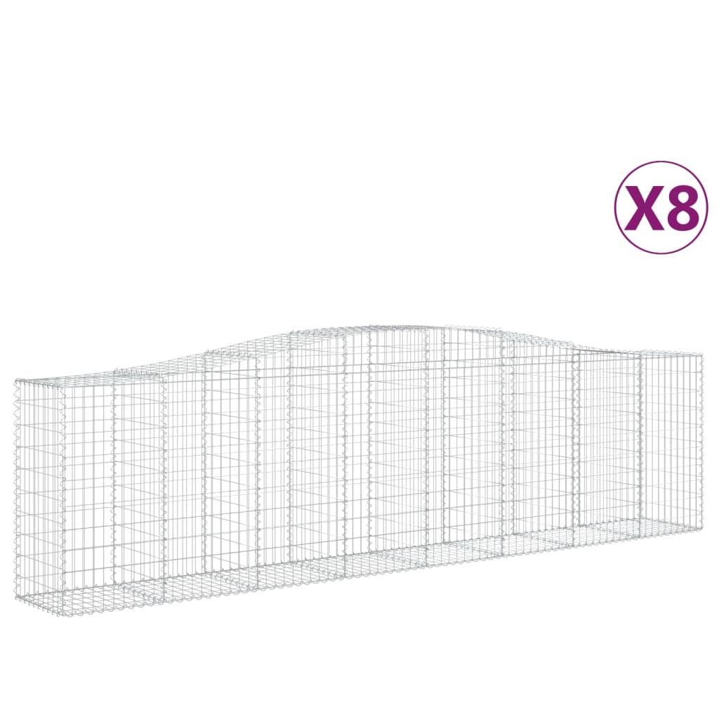 vidaXL Klenuté gabionové koše 8 ks 400x50x100/120cm pozinkované železo