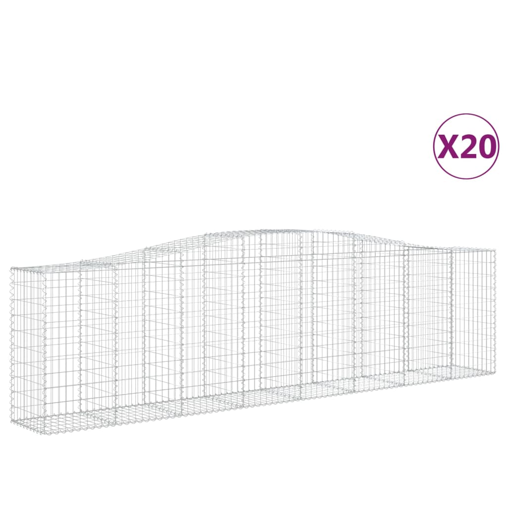 vidaXL Klenuté gabionové koše 20ks 400x50x100/120cm pozinkované železo