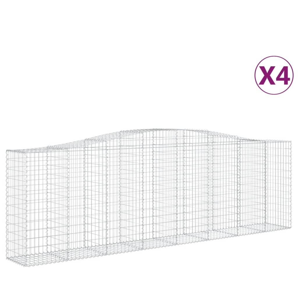 vidaXL Klenuté gabionové koše 4 ks 400x50x120/140cm pozinkované železo