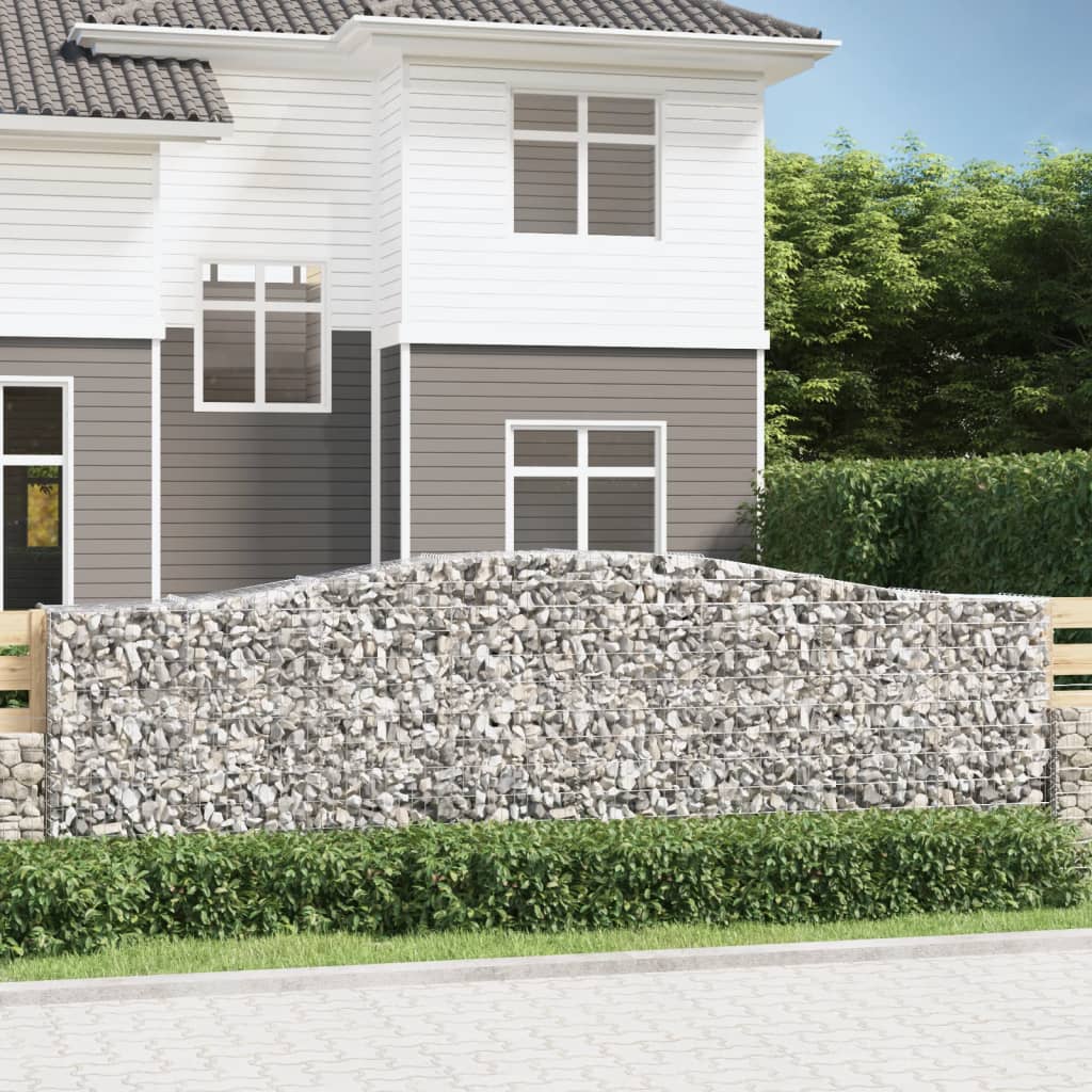 vida XL Gabionen mit Hochbogen 8 Stk. 400x 50x 120/140cm Verzinktes Eisen