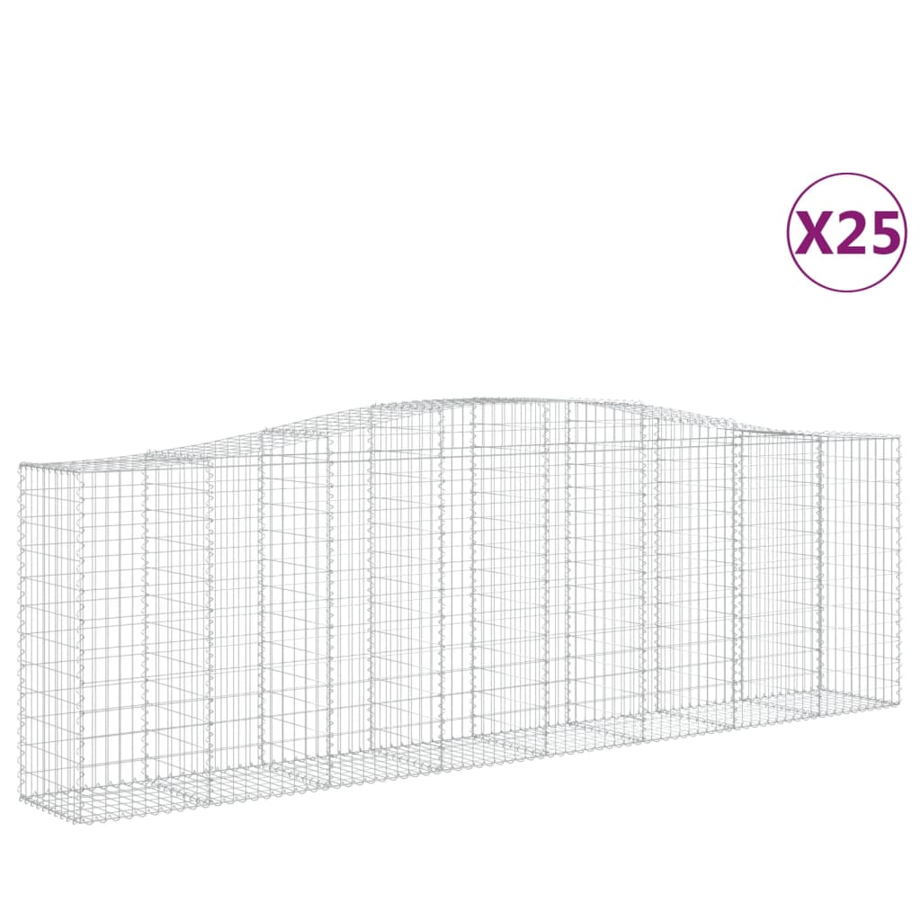 vidaXL Klenuté gabionové koše 25ks 400x50x120/140cm pozinkované železo