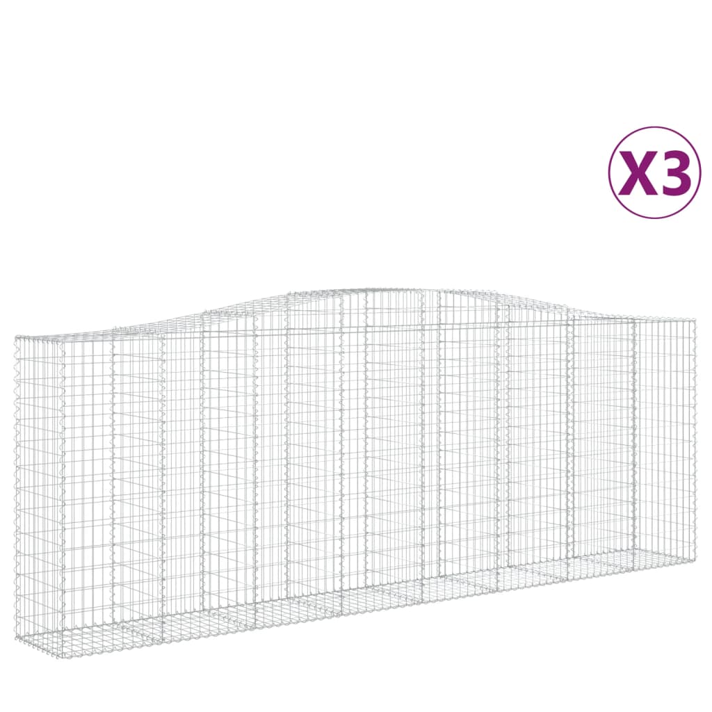 vidaXL KlenutĂ© gabionovĂ© koĹˇe 3 ks 400x50x140/160cm pozinkovanĂ© Ĺľelezo