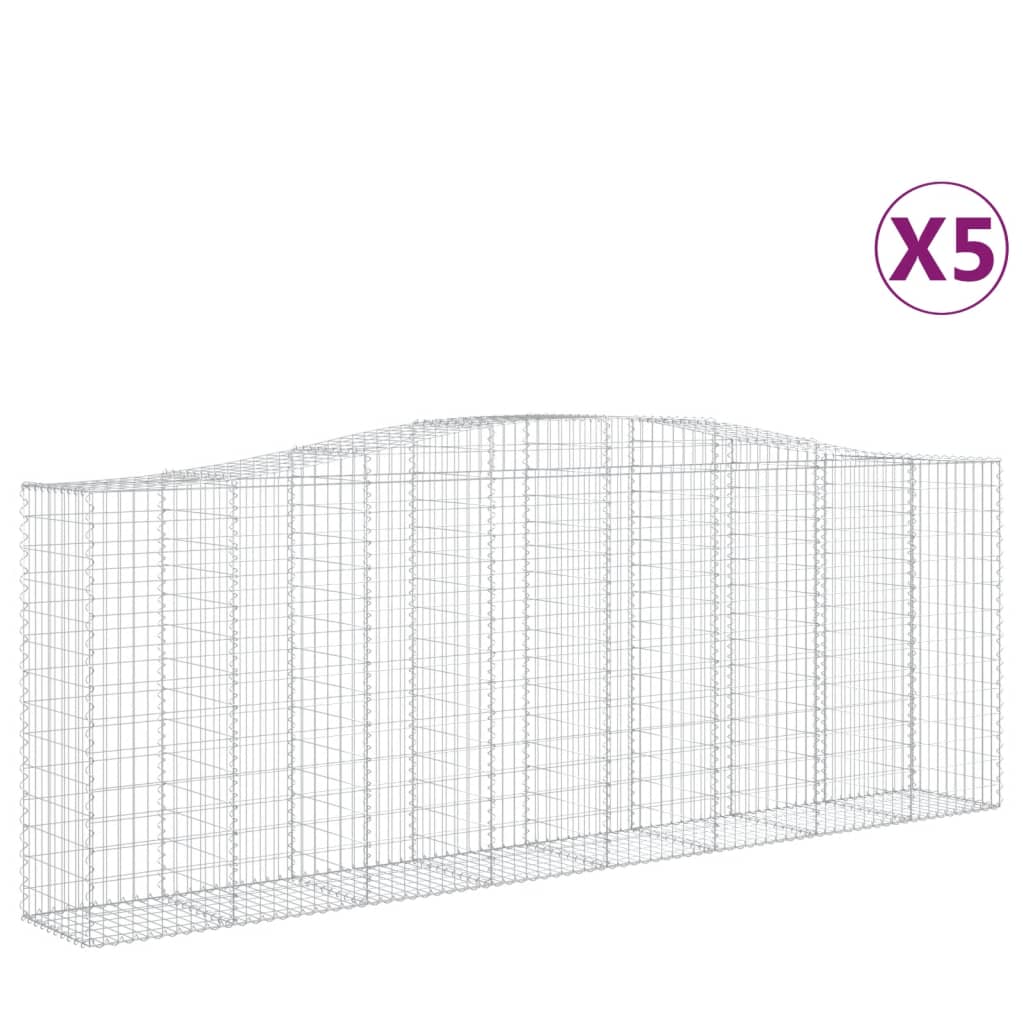 vidaXL Oblúkové gabionové koše 5 ks 400x50x140/160 cm pozink. železo