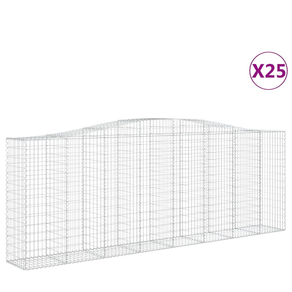 vidaXL Klenuté gabionové koše 25ks 400x50x140/160cm pozinkované železo