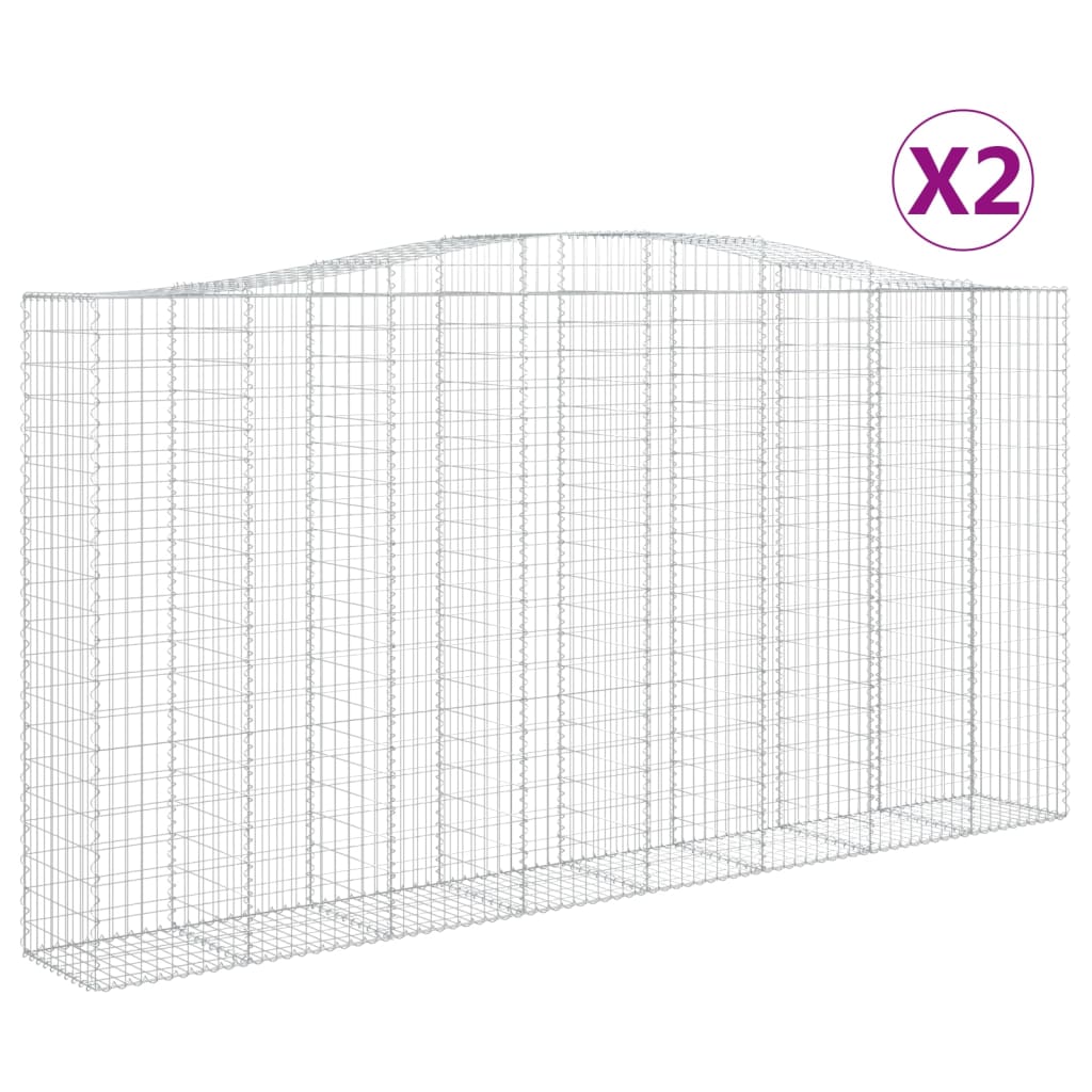 vidaXL Klenuté gabionové koše 2 ks 400x50x200/220cm pozinkované železo