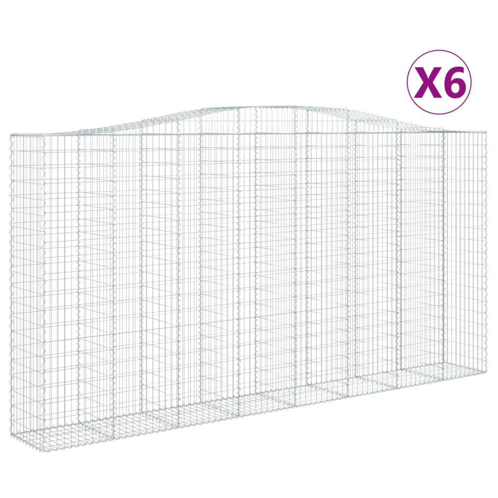 vidaXL Klenuté gabionové koše 6 ks 400x50x200/220cm pozinkované železo